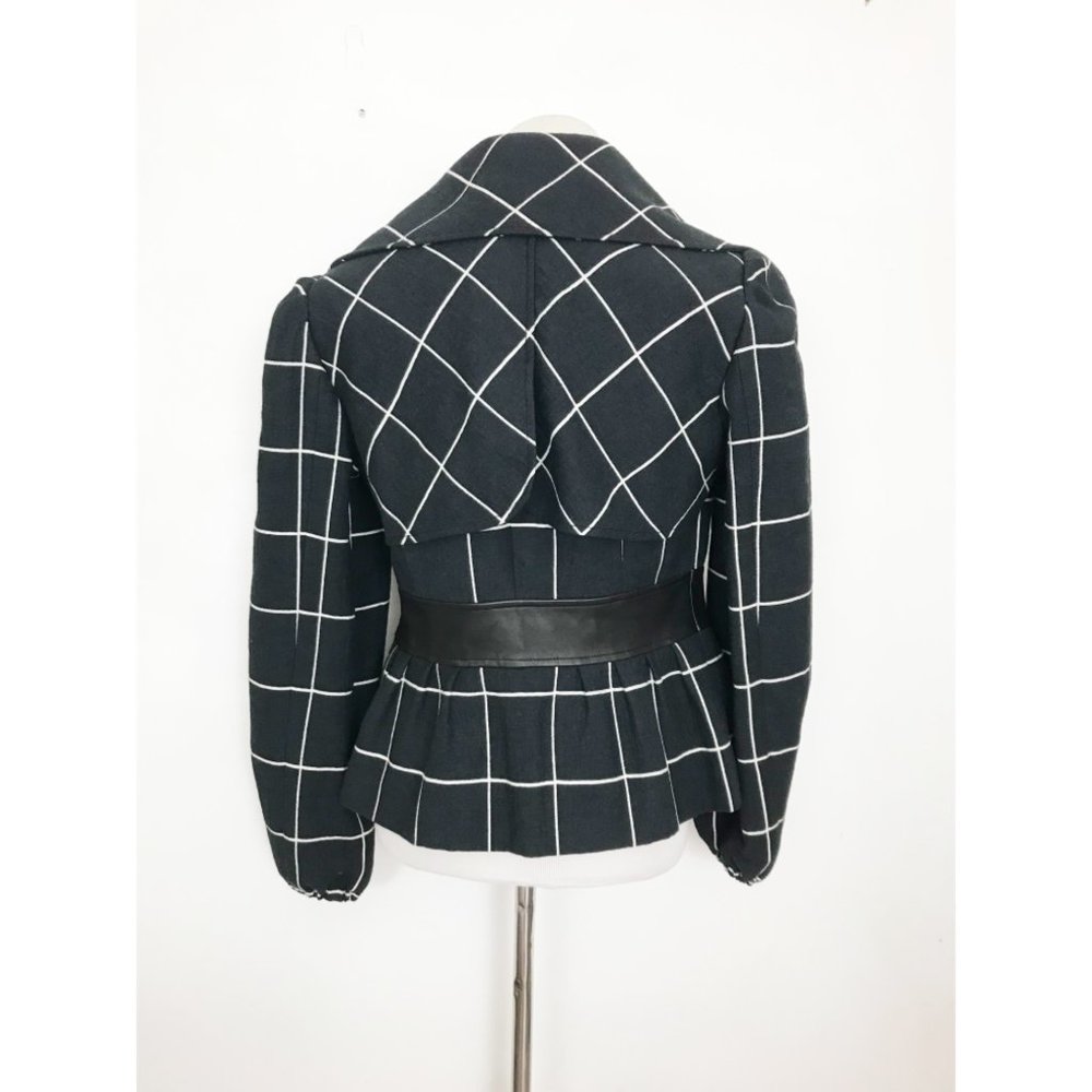 Etcetera Window Pane Print Jacket Wool Blend Faux… - image 2